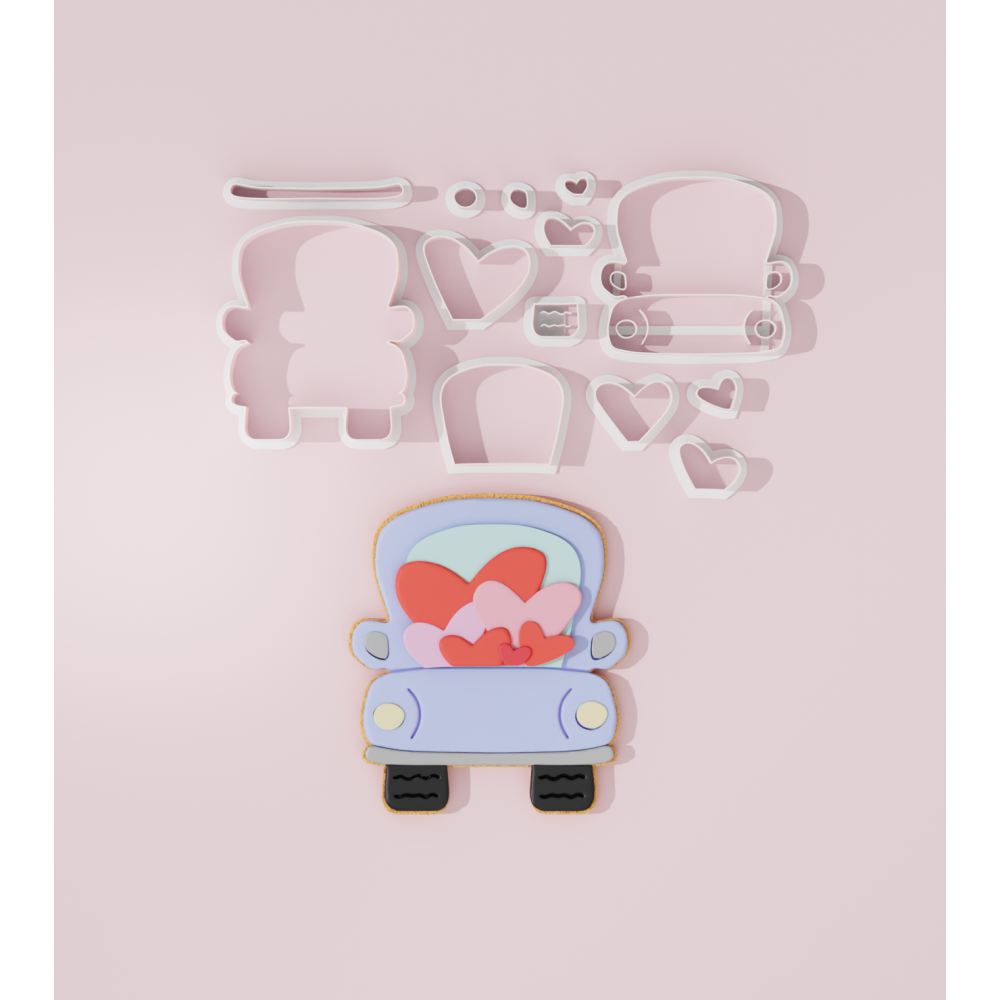Valentine – Car with Hearts Cookie Cutter
