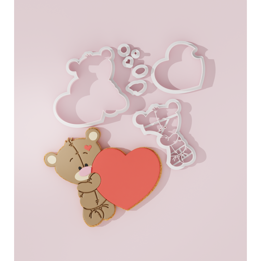 Valentine – Bear Holding Heart Cookie Cutter