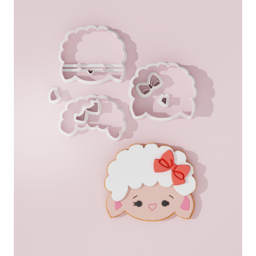 Easter – Cute Sheep Head with Bow Cookie Cutter