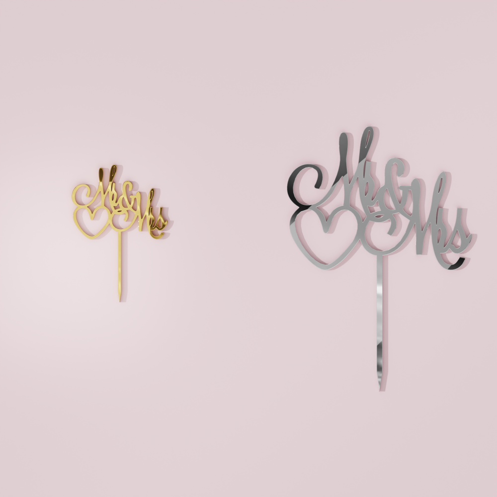 Μr & Μrs Heart Cake Topper