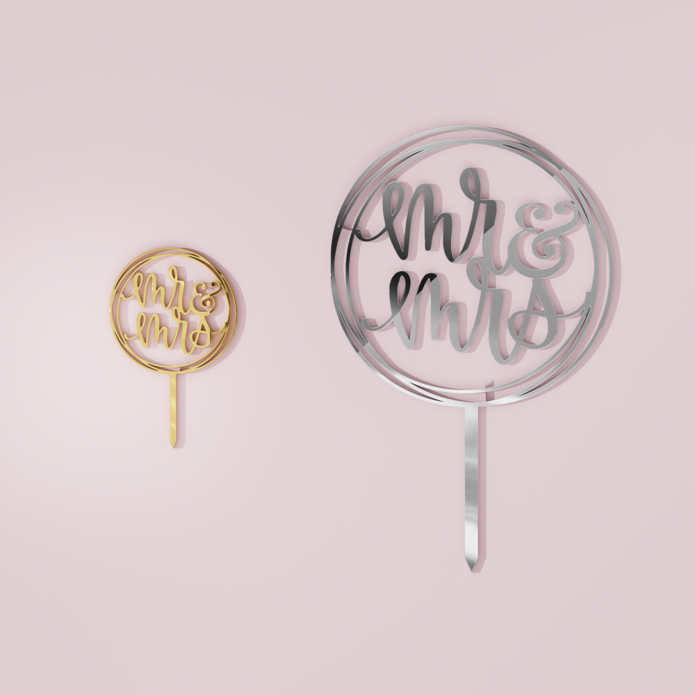 Mr and Mrs Circle Frame Cake Topper