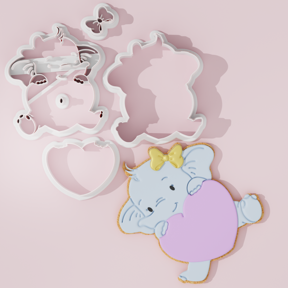 Baby Shower – Baby Elephant with Heart Cookie Cutter