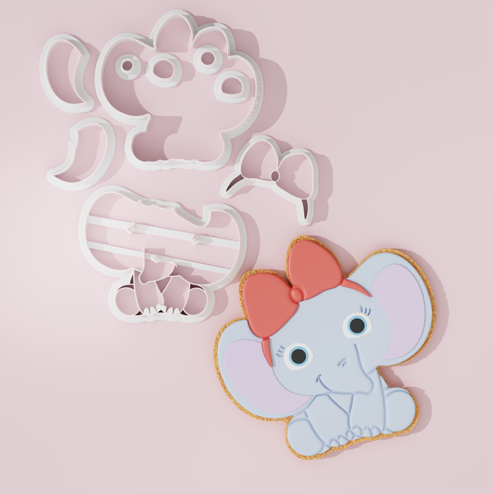 Baby Shower – Baby Elephant with Bow Cookie Cutter