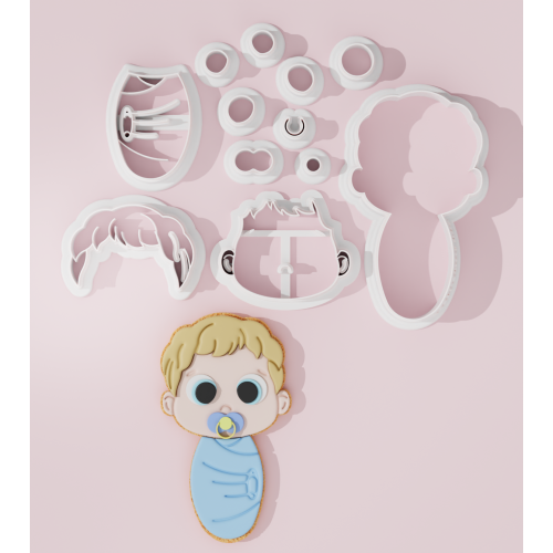 Baby Shower – Swaddling Baby Boy Cookie Cutter