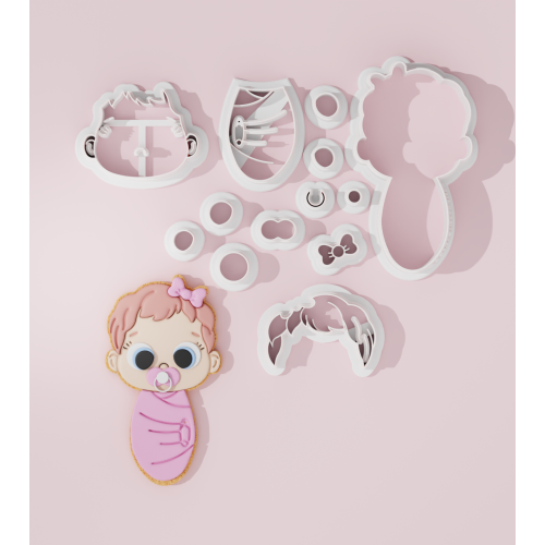 Baby Shower – Swaddling Baby Girl Cookie Cutter