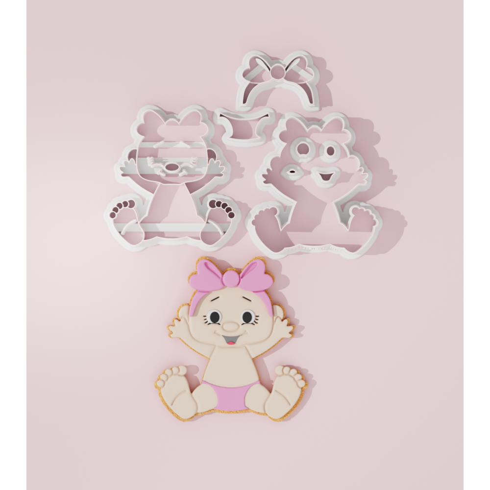 Baby Shower – Happy Baby Girl with Bow Cookie Cutter