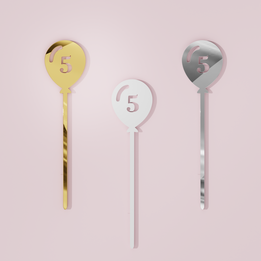 Birthday Ballon No.5 Cake Pop Acrylic Sticks