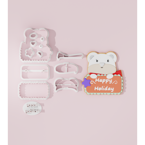 Happy Holidays Badge Cookie Cutter