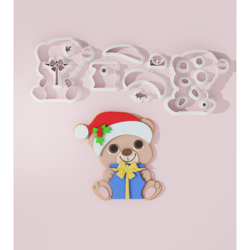 Christmas Bear with Present Cookie Cutter