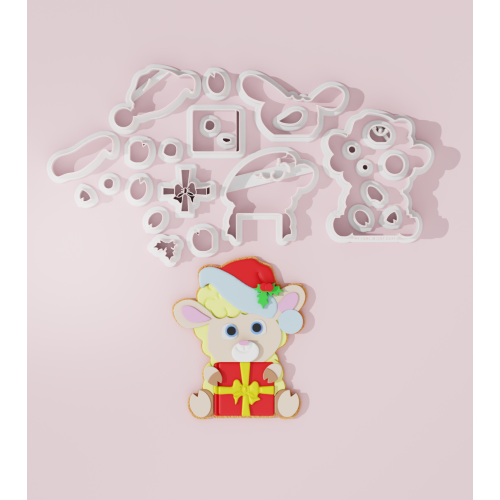 Christmas Sheep with Present Cookie Cutter