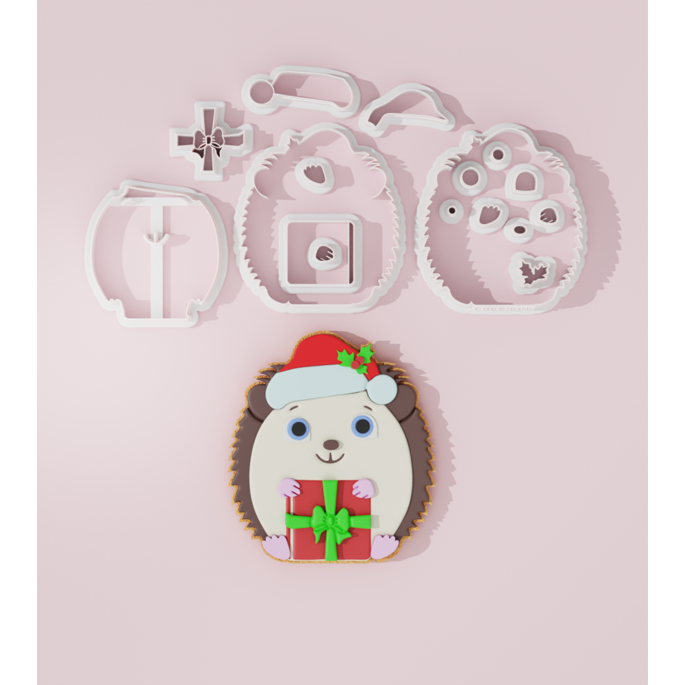 Christmas Hedgehog with Present Cookie Cutter