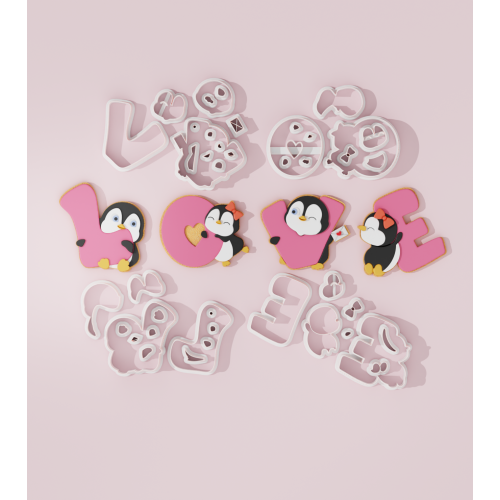 Valentine Love Penguins Platter Cookie Cutter Set