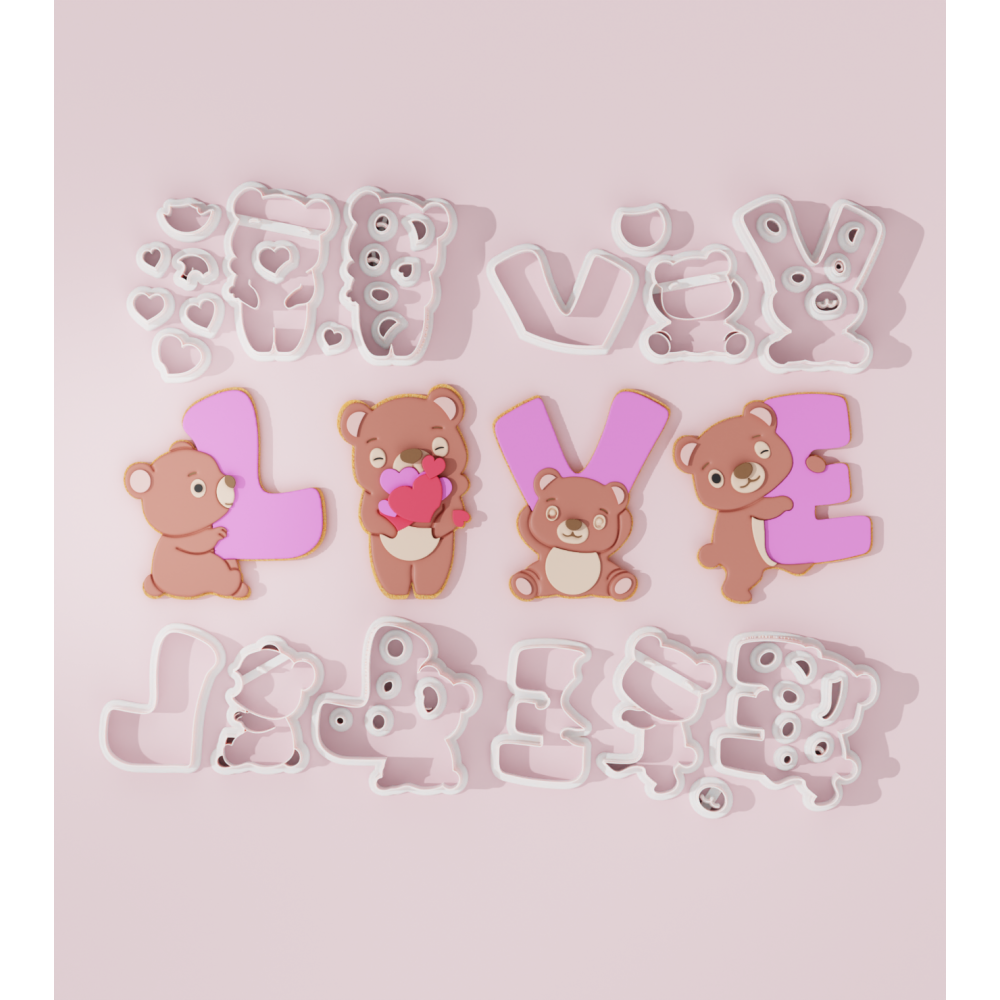 Valentine Love Bears Platter Cookie Cutter Set