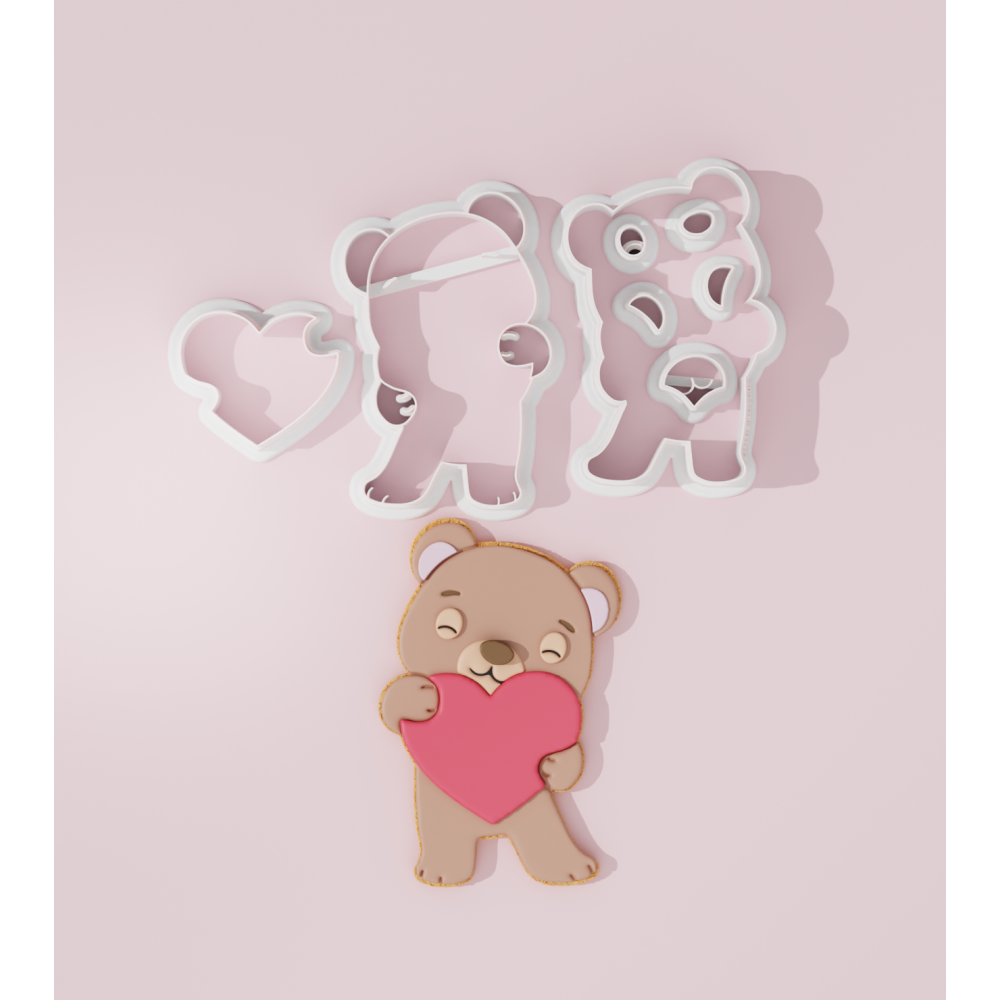 Valentine – Bear Holding Heart Cookie Cutter