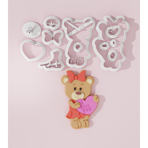 Valentine – Girly Bear holding Heart Cookie Cutter