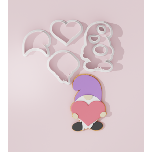 Valentine Gnome Holding Heart #1 Cookie Cutter