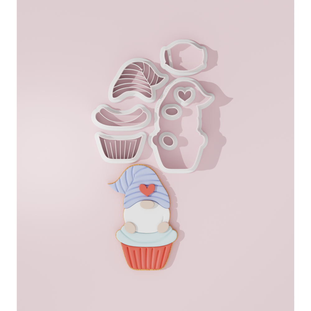 Valentine Cupcake Gnome Cookie Cutter