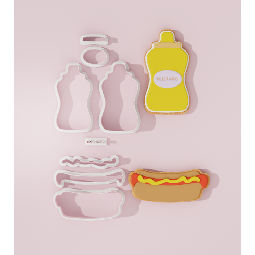 Valentine – HotDog and Mustard Cookie Cutter Set