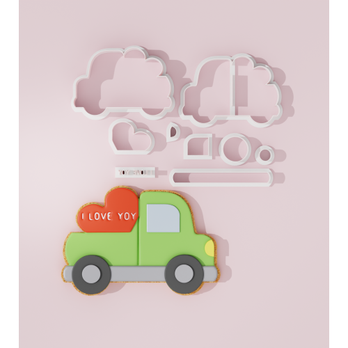 Valentine – Truck with Hearts Cookie Cutter