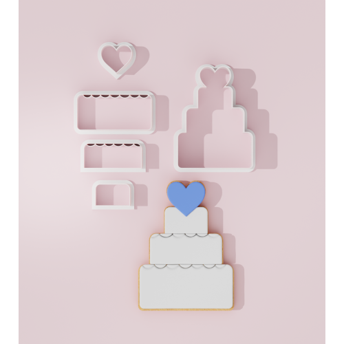 Wedding Cake with Heart Cookie Cutter