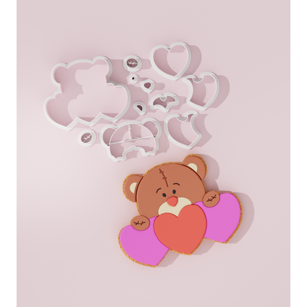 Valentine – Bear with Hearts Cookie Cutter