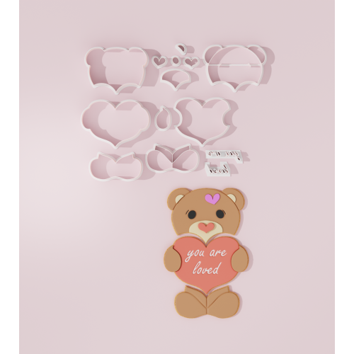 Valentine Bear Platter Cookie Cutter Set