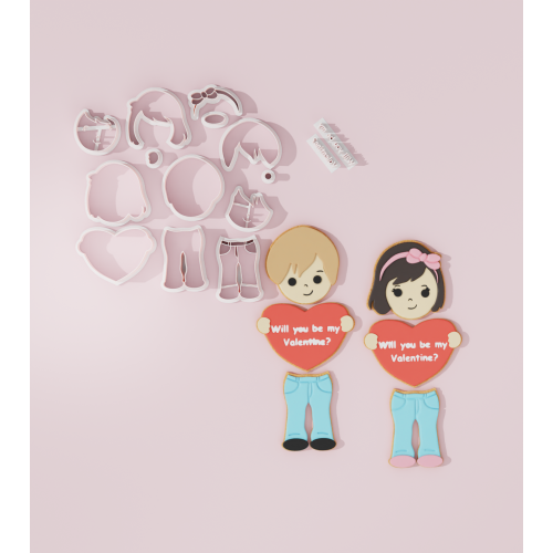 Valentine Boy and Girl Platter Cookie Cutter Set